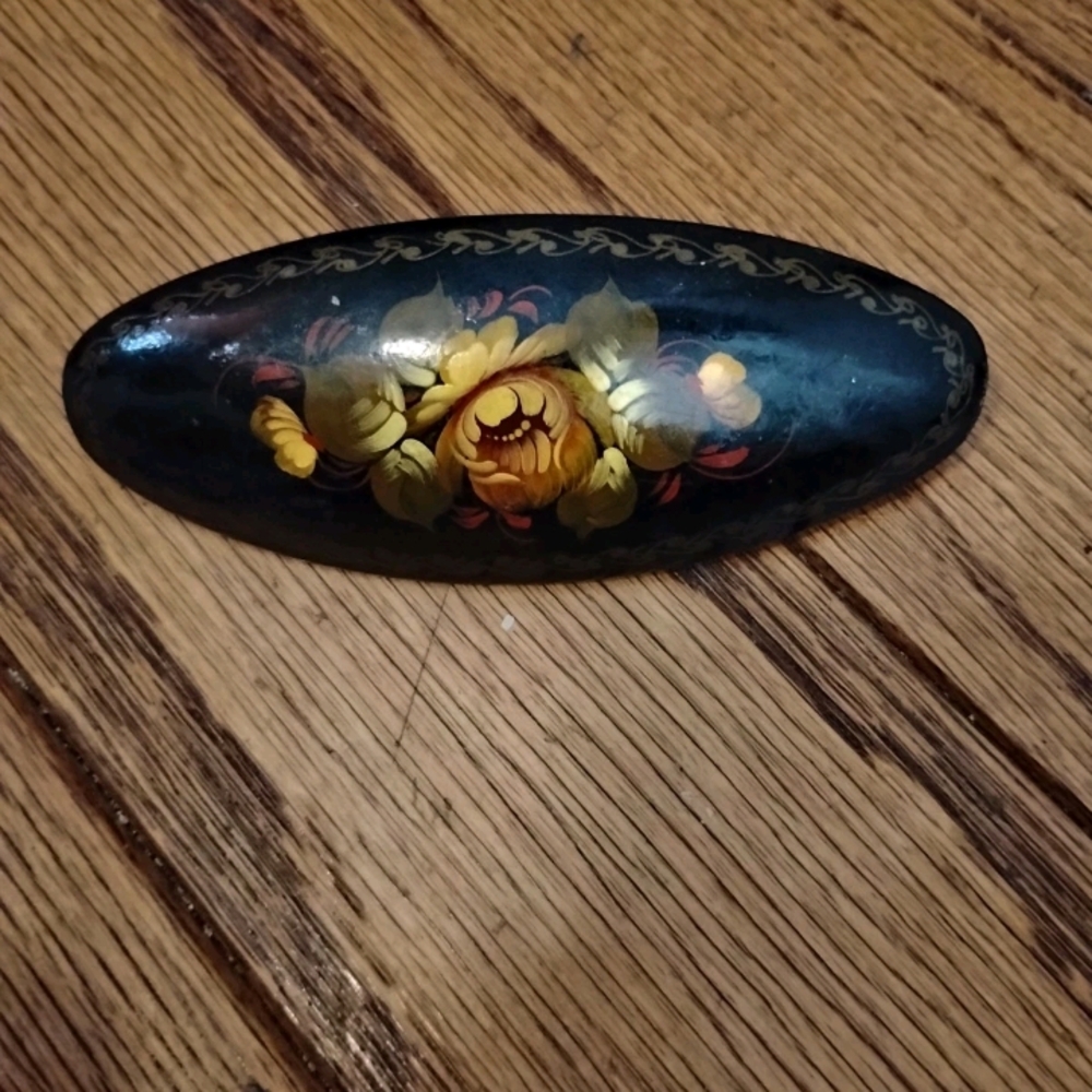 Floral Painted Hair Clip